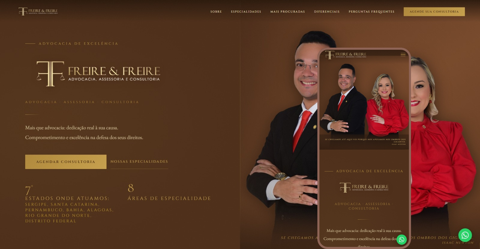 Site Landing Page do escritório de Advocacia Freire e Freire, localizado em Aracaju-SERGIPE